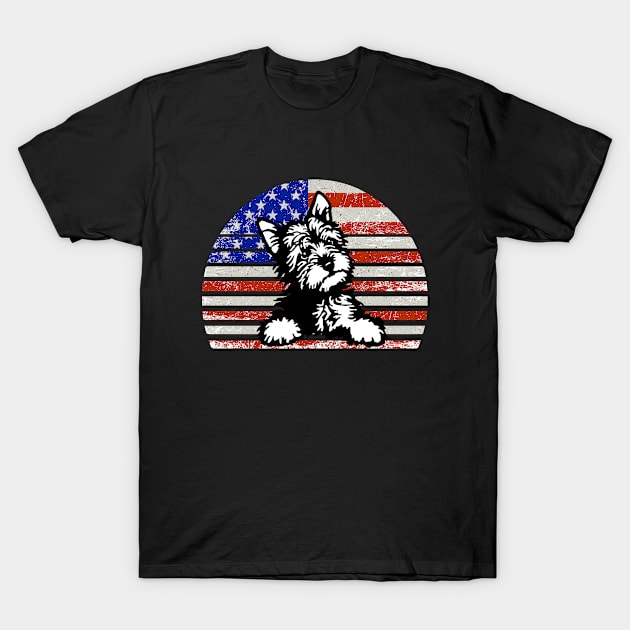 Yorkie Yorkshire Terrier  Vintage dog on American flag   - Yorkie Yorkshire Terrier   DAD and MOM Gift T-Shirt by YANISOVE